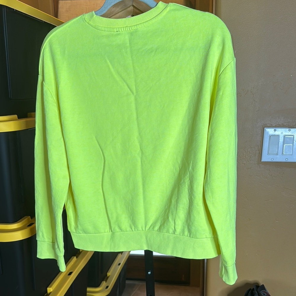 Zara Neon Yellow “No Need To Stress” Oversized Sweatshirt Pullover Size Small - Picture 9 of 9